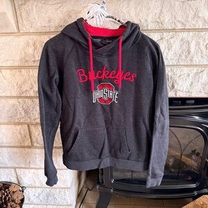 Colosseum Women's Ohio State Heather Black and Red Hoodie Medium